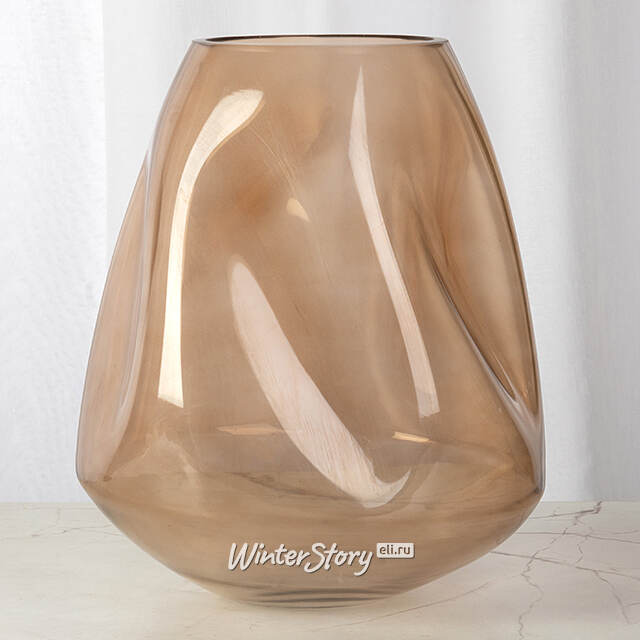 Стеклянная ваза Menelaos Beige 24 см Kaemingk