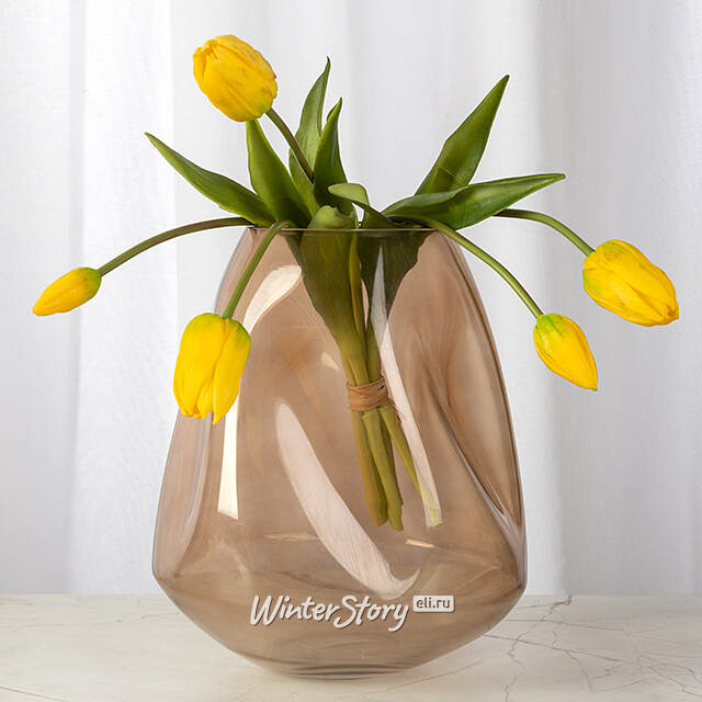 Стеклянная ваза Menelaos Beige 24 см Kaemingk