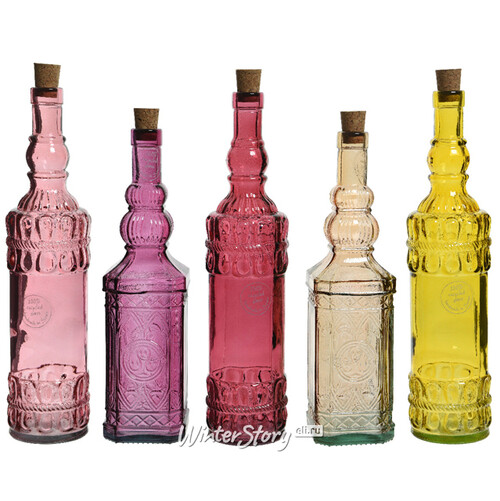 Набор стеклянных бутылок Византия 32-35 см, 5 шт Kaemingk