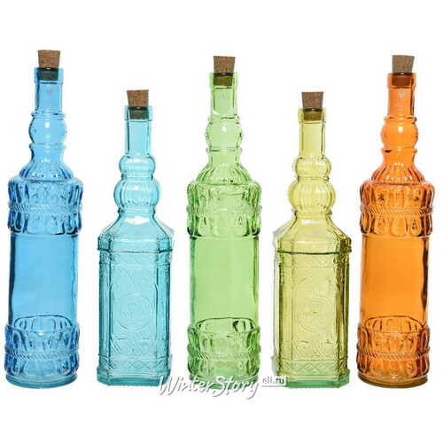 Набор стеклянных бутылок Моррейн 31-34 см, 5 шт Kaemingk