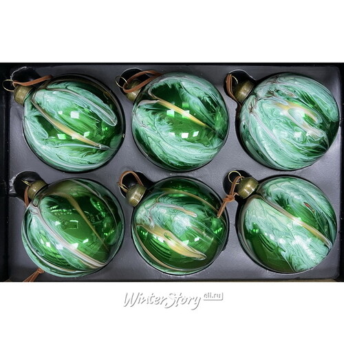 Набор стеклянных шаров Divorze Verde 8 см, 6 шт Christmas Deluxe