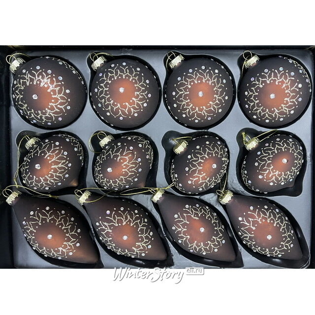 Набор стеклянных елочных игрушек Strassi Dorati 8 см, 12 шт Christmas Deluxe