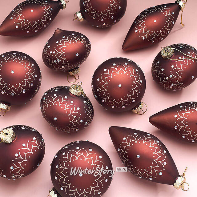 Набор стеклянных елочных игрушек Strassi Dorati 8 см, 12 шт Christmas Deluxe