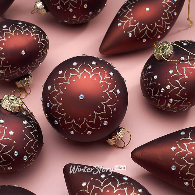 Набор стеклянных елочных игрушек Strassi Dorati 8 см, 12 шт Christmas Deluxe