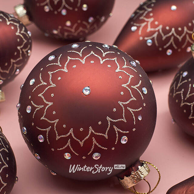 Набор стеклянных елочных игрушек Strassi Dorati 8 см, 12 шт Christmas Deluxe