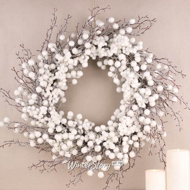 Венок с ягодами White Berry 45 см Christmas Deluxe