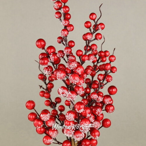 Декоративная ветка с ягодами Твинки 55 см, заснеженная Christmas Deluxe