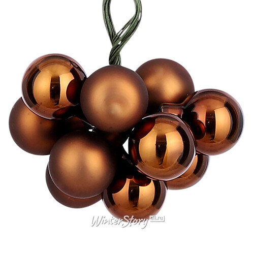 Гроздь стеклянных шаров на проволоке Minolo 2 см шоколадный mix, 10 шт Christmas Deluxe