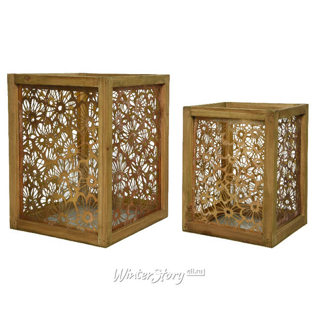 Набор подсвечников-фонарей Camomile Flores 27-33 см, 2 шт Kaemingk