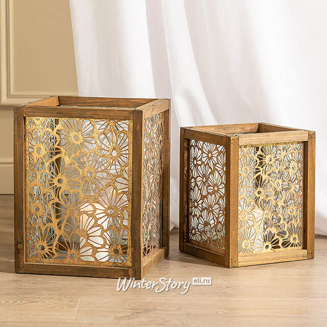 Набор подсвечников-фонарей Camomile Flores 27-33 см, 2 шт Kaemingk