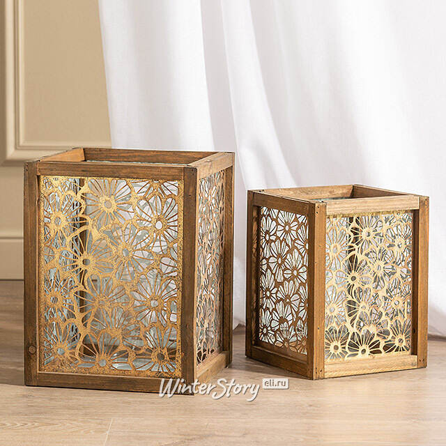 Набор подсвечников-фонарей Camomile Flores 27-33 см, 2 шт Kaemingk