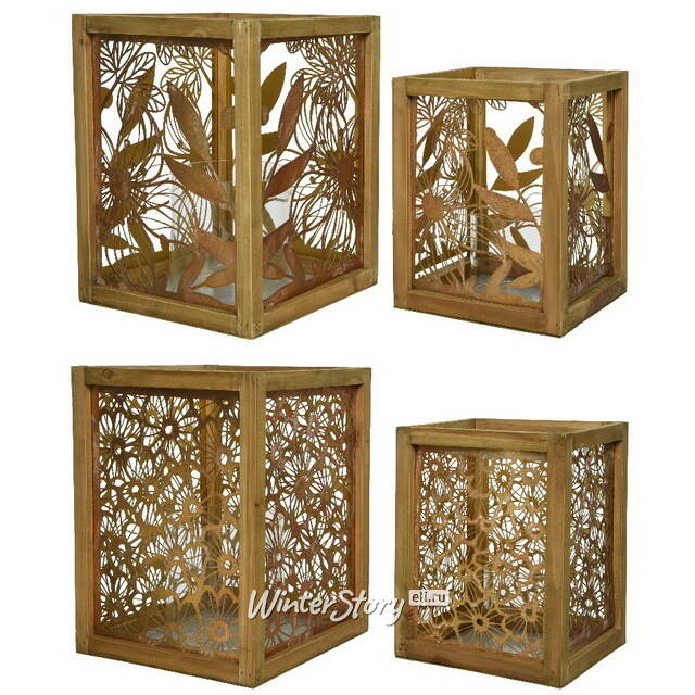 Набор подсвечников-фонарей Camomile Flores 27-33 см, 2 шт Kaemingk