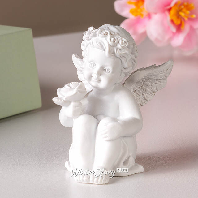 Декоративная фигурка Ангелочек Натаниэль с розой 7 см Breitner