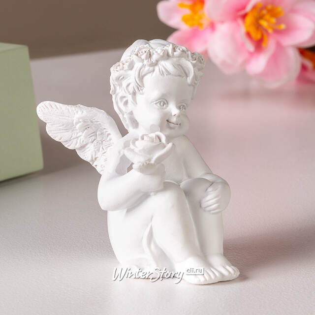 Декоративная фигурка Ангелочек Натаниэль с розой 7 см Breitner