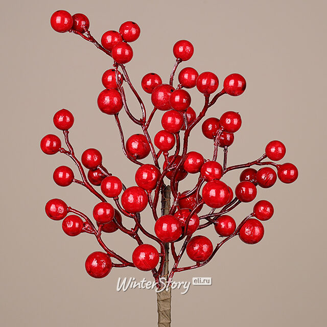 Декоративная ветка с ягодами Red Berry 35 см Christmas Deluxe (Кристмас Делюкс)