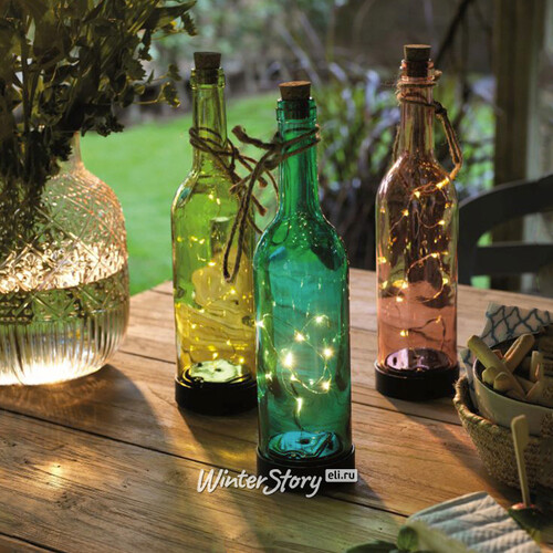 Садовый светильник - бутылка Solar Firefly на солнечной батарее 31 см, 10 теплых белых LED ламп, розовый, IP44 Kaemingk