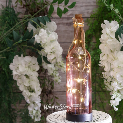 Садовый светильник - бутылка Solar Firefly на солнечной батарее 31 см, 10 теплых белых LED ламп, розовый, IP44 Kaemingk
