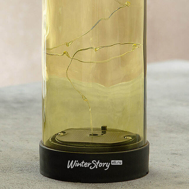 Садовый светильник - бутылка Solar Firefly на солнечной батарее 31 см, 10 теплых белых LED ламп, светло-оливковый, IP44 Kaemingk