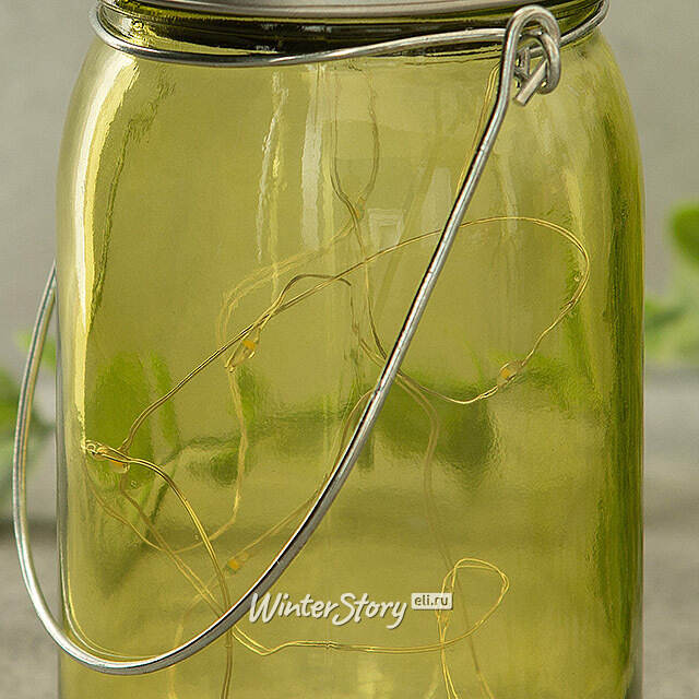 Подвесной солнечный светильник Банка Solar Fairy 14 см, 10 теплых белых LED ламп, желтый, IP44 Kaemingk