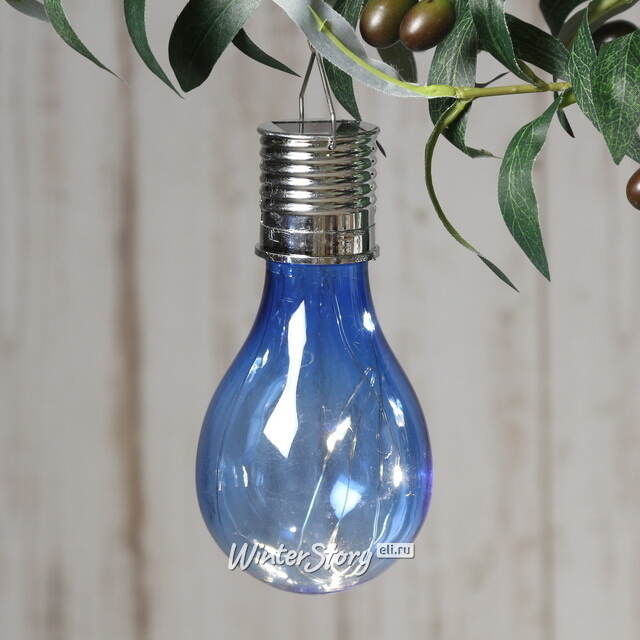 Подвесной светильник на солнечной батарее Лампочка Solar Colors 14 см с теплыми белыми LED, синий, IP44 Kaemingk