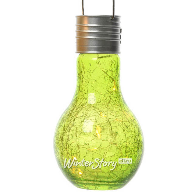 Подвесной солнечный светильник Лампочка Solar Party 17 см с теплыми белыми LED, салатовый, IP44 Kaemingk