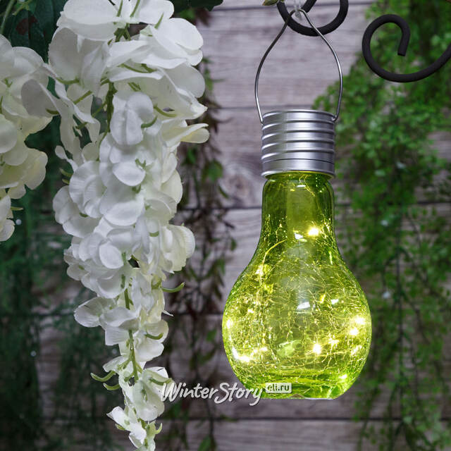 Подвесной солнечный светильник Лампочка Solar Party 17 см с теплыми белыми LED, салатовый, IP44 Kaemingk