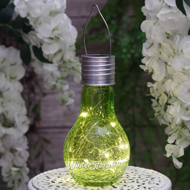 Подвесной солнечный светильник Лампочка Solar Party 17 см с теплыми белыми LED, салатовый, IP44 Kaemingk