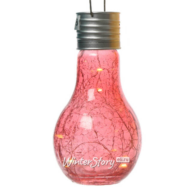 Подвесной солнечный светильник Лампочка Solar Party 17 см с теплыми белыми LED, коралловый, IP44 Kaemingk