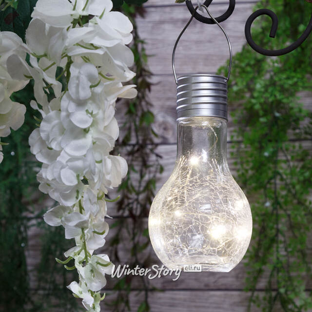 Подвесной солнечный светильник Лампочка Solar Crystal 17 см с теплыми белыми LED, IP44 Kaemingk