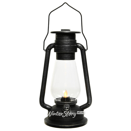 Декоративный светильник с имитацией пламени Старинная лампа 30 см черная, батарейки Kaemingk