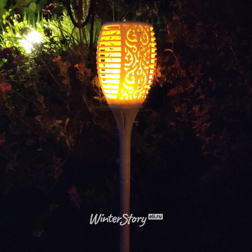 Садовый фонарь - факел Solar Flame на солнечной батарее 63*12 см с эффектом пламени, белый, IP44 Kaemingk