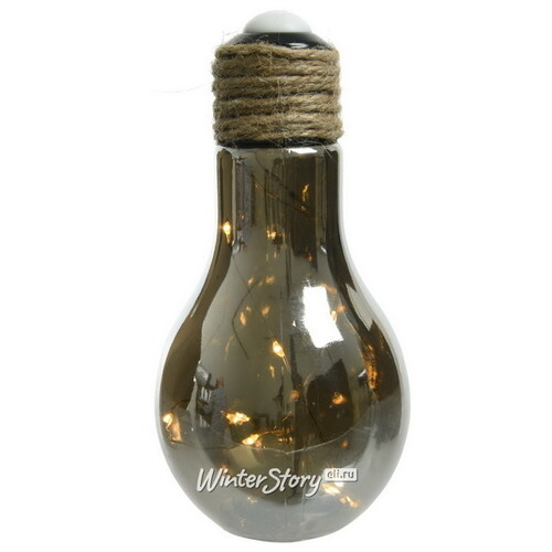 Декоративный светильник-лампочка Smoky Light 18 см, теплые белые LED, на батарейках, IP20 Kaemingk