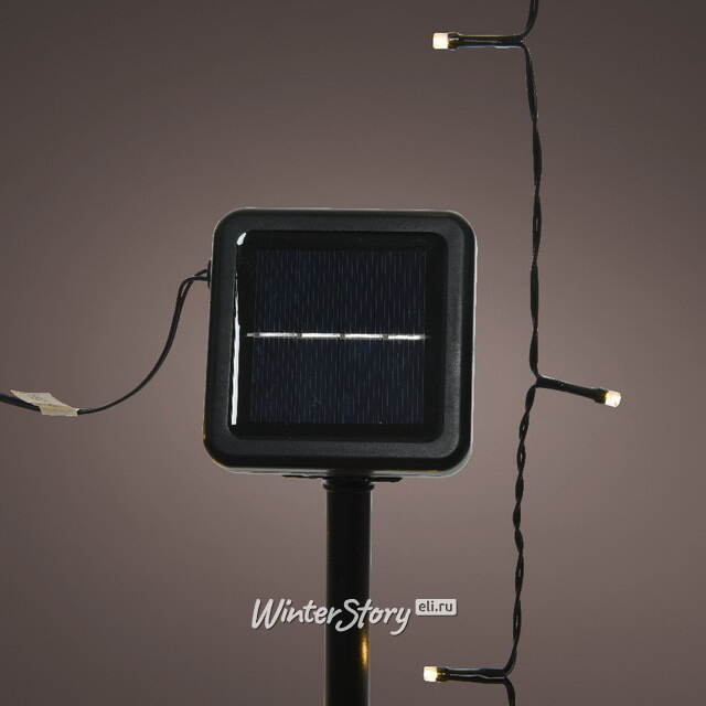 Гирлянда на солнечной батарее Сказочные Огни 19.9 м, 200 теплых белых LED ламп, черный ПВХ, контроллер, IP44 Kaemingk (Кейминг)