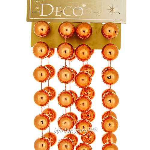 Бусы на елку Гигант 2 см*270 см оранжевые, пластиковые Kaemingk/Winter Deco