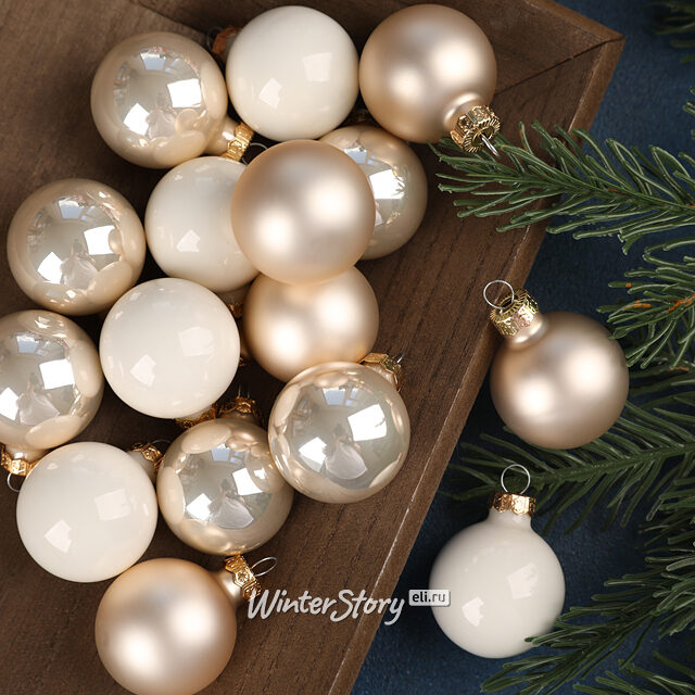 Коллекция стеклянных елочных шаров Благородный Жемчуг 3.5 см, 16 шт Winter Deco