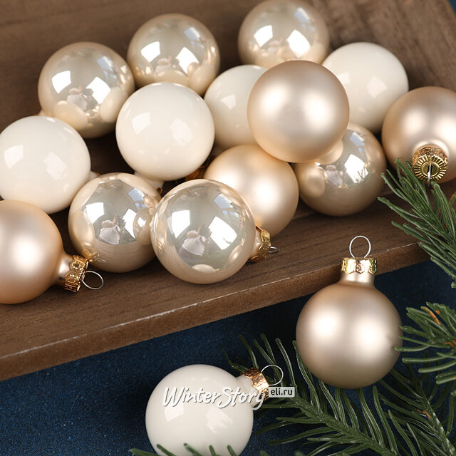 Коллекция стеклянных елочных шаров Благородный Жемчуг 3.5 см, 16 шт Winter Deco