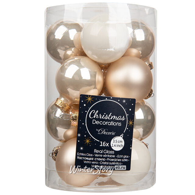Коллекция стеклянных елочных шаров Благородный Жемчуг 3.5 см, 16 шт Winter Deco
