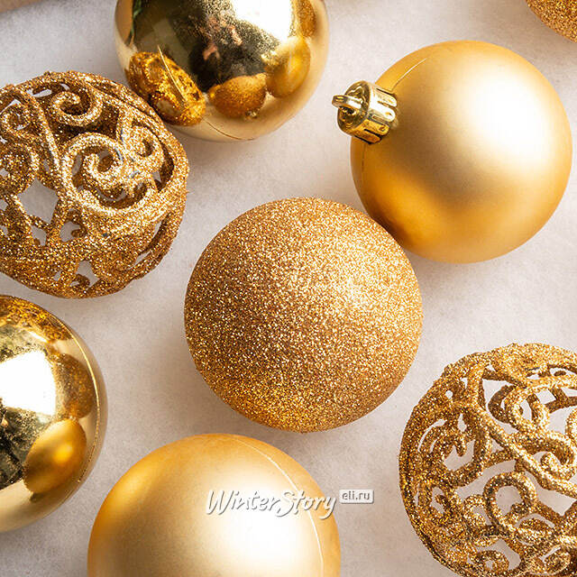 Набор пластиковых шаров Анданте 6 см золотой, 16 шт Kaemingk