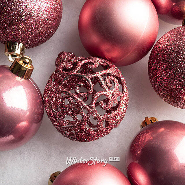 Набор пластиковых шаров Анданте 6 см розовый бархат, 16 шт Kaemingk