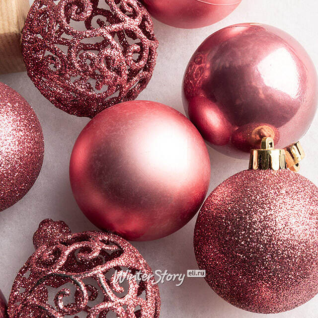 Набор пластиковых шаров Анданте 6 см розовый бархат, 16 шт Kaemingk