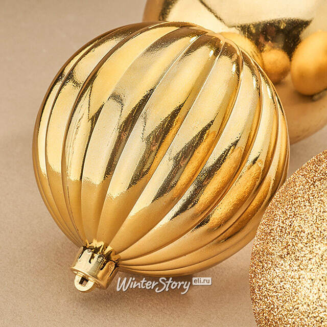 Набор пластиковых шаров Блеск 10 см золотой, 4 шт Winter Deco