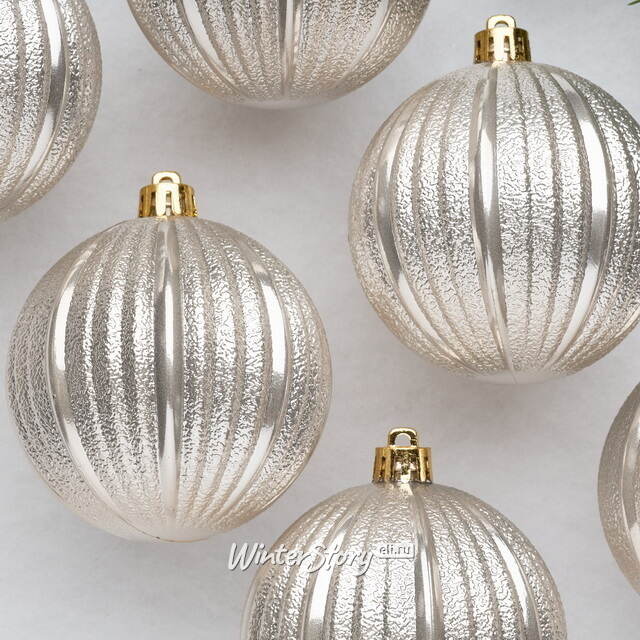 Набор пластиковых шаров Luxurious Shine 8 см кремовый, 6 шт Winter Deco