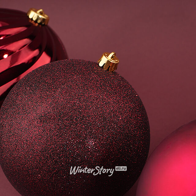 Набор пластиковых шаров Quartet 14 см бордовый, 4 шт Winter Deco