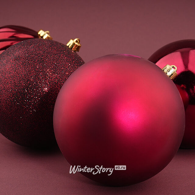 Набор пластиковых шаров Quartet 14 см бордовый, 4 шт Winter Deco