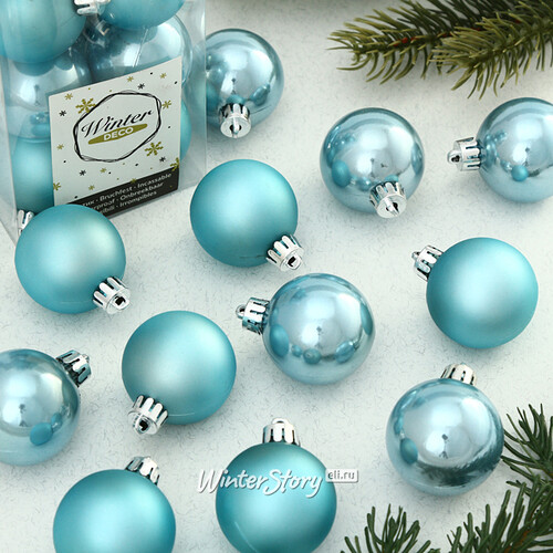 Набор пластиковых шаров Голубая Карамель 4 см, 16 шт, mix Winter Deco