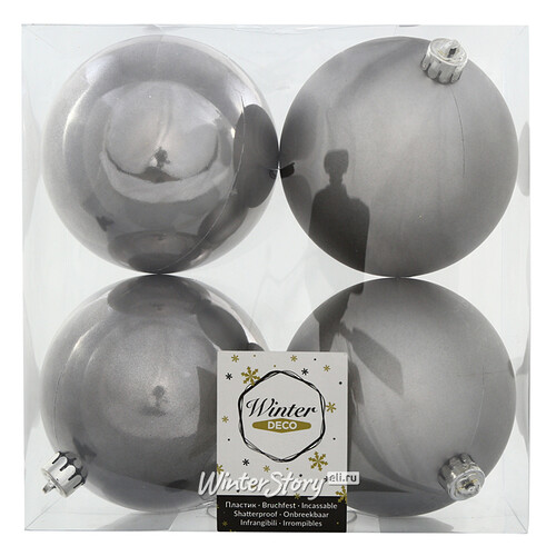 Набор пластиковых шаров Платиновый 10 см, 4 шт, mix Winter Deco