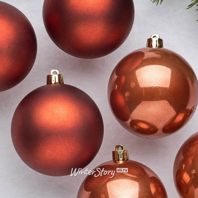 Набор пластиковых шаров Terra Brown 8 см, 6 шт, mix Kaemingk