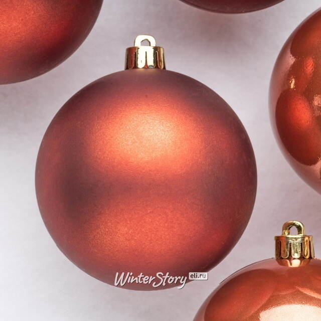 Набор пластиковых шаров Terra Brown 8 см, 6 шт, mix Kaemingk