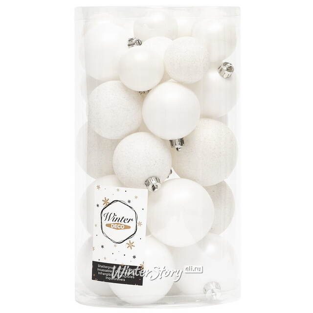 Набор пластиковых шаров Luminous - Белый, 4-6 см, 30 шт Winter Deco