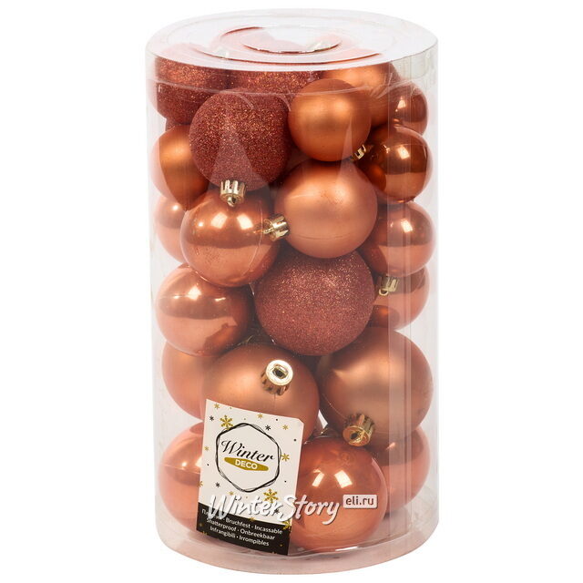 Набор пластиковых шаров Luminous - Пряная тыква, 4-6 см, 30 шт Winter Deco